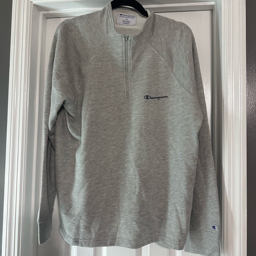 Champion Light Gray Quarter-Zip Sweatshirt